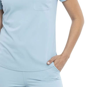 Haut de blouse médicale pour femme de qualité supérieure, col en V, manches courtes, uniforme d'infirmière, haut de blouse médicale personnalisé, tenue de travail extensible pour le personnel soignant - Product Image 3