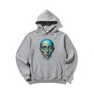 Sudadera con Capucha Personalizada con Estampado de Rostro con Efecto de Goteo Colorido, Bolsillo Delantero, Estilo Casual de Invierno, Corte Regular, Felpa Francesa de Algodón - Product Image 1