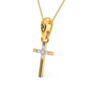 Collar con Colgante de Diamantes y Cruz Clásica en Oro - Product Image 1