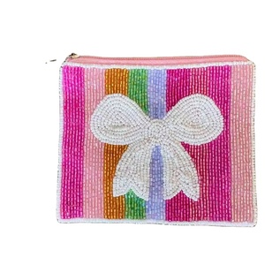 Handmade Embroidered Beaded Coin <b>Purse</b> Pocket Money <b>Purse</b> <b>Teens</b> Wallet Colorful Zipper Closure Ethnic Patterns Print Zipper - Product Image 1