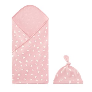 Cotton Baby <b>Swaddle</b> <b>Blanket</b> With Hat Geometric Print Soft Wearable Set <b>Newborn</b> Gift - Product Image 5