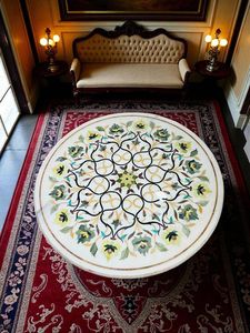 Mesa de Centro de Mármol Contemporánea de Diseño Lujoso con Motivo Floral Hecho a Mano, Superficie de Piedra Natural para Uso en Hoteles - Product Image 2