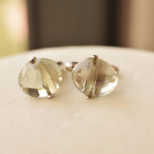 Boutons de manchette en améthyste verte Verdant Aura, prêts à la vente, en argent sterling 925, style tendance, en vente - Product Image 1