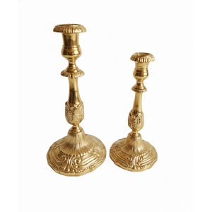 Ensemble luxueux de 2 bougeoirs en métal plaqué or pour salon, décoration de table, prix usine - Product Image 1