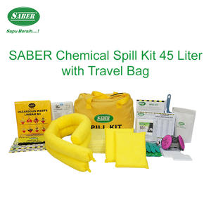 Kit de déversement de produits chimiques dangereux Mobile 12 Gallons (45 Litres) - Complet avec tampons et chaussettes absorbantes, dans un sac de transport portable - Product Image 3