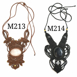 Collar de macramé hecho a mano con perla de imitación y colgante de perla natural, cadena de cuerda ajustable, regalo de joyería tribal bohemia vintage - Product Image 1