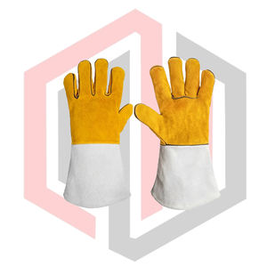 Guantes de Cuero Dividido para Soldadores Mig Mag, 7 oz, 16 Pulgadas, Resistentes al Calor, Antiestáticos, Antidesgarros, Antivibración, Sin Silicona - Product Image 1