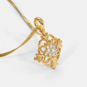 Collar con Colgante de Diamantes Cultivados en Laboratorio en Forma de Racimo Floral Ornamental en Oro Amarillo - Product Image 3