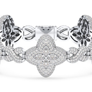 REYES Pulsera de eslabones con diseño de trébol de moissanita VVS estilo Hip Hop en plata de ley 925 para mujer, joyería fina - Product Image 3