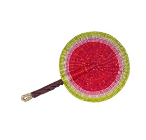 handcrafted natural seagrass <b>fan</b> with red <b>pink</b> and green accents decorative handheld <b>fan</b> for unique summer styling and event dec - Product Image 3