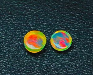 Opale d'Éthiopie naturelle de 5 mm, forme ronde, cabochon, pierre précieuse - Opale Welo multicolore, pierres lisses et non montées pour la création de bijoux - Product Image 5