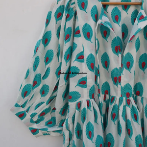 Beautiful floral Cotton Block Printed dress Dress For Casual wear Hand Block Printed Dress - Product Image 4