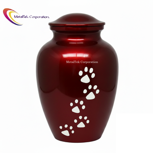 Urna para Cenizas de Mascotas, Urna de Cremación para Perros, Urna Personalizada para Gatos, Urna Conmemorativa de Metal Roja para Mascotas, Urna Pequeña con Huella Grabada, Frascos Funerarios - Product Image 1