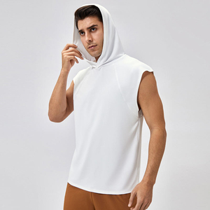 Men Sleeveless Hooded Tank <b>Top</b> Cotton Gym Fitness Muscle Stringer Vest Breathable Workout Training Hoodie OEM Wholesale - Product Image 4