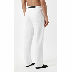 Pantalon de survêtement ample en coton personnalisé, coupe droite, jambe large, effet vieilli, patchs, délavé soleil, en molleton bouclette, double taille - Product Image 3
