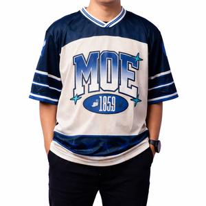 เสื้อเจอร์ซีย์อเมริกันฟุตบอลแบบสตรีทแวร์สั่งทำพิเศษ ผ้าตาข่าย ทรงโอเวอร์ไซส์ เสื้อซ้อมทีม ระบายอากาศได้ดี ผลิตจากโพลีเอสเตอร์ คอวี ผลิตจำนวนมากแบบ OEM - Product Image 1