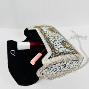 Modern Antique <b>Gold</b>-Plated Aluminium Boho Clutch Festivals Bridal Parties Vintage Wedding Polished Sculpture Sling Crossbody - Product Image 1