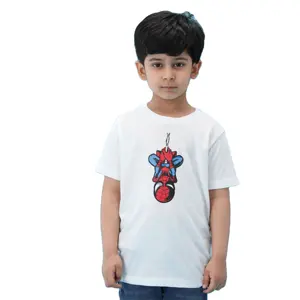 Custom OEM/ODM 100% Knitted Pure Combed Cotton Fabric Regular Length Short Sleeves Bright White T-Shirt for Boys