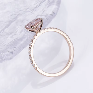 Rose Gold Plated Pear Cut Diamond Engagement <b>Ring</b> Women's Romantic Style Fancy Color Side Diamonds - Product Image 1
