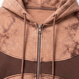 Men Acid Wash Tracksuit Full <b>Zip</b> <b>Hooded</b> Jacket Matching Jogger Set Casual Streetwear Two Piece Cotton Blend Clothing - Product Image 3