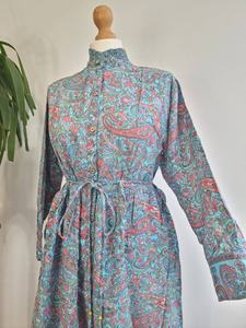 Vestido de longitud media de algodón con estampado de bloque indio Pastel turquesa Paisley elegante cómodo verano ropa de día diseño transpirable Natural - Product Image 2