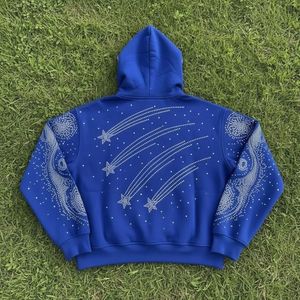 Custom <b>Rhinestone</b> Zip Up Hoodie Men Women Streetwear Crystal Embroidery Hooded Sweatshirt Full Zip Casual <b>Jacket</b> - Product Image 2