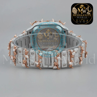 Montre-bracelet à quartz de luxe en or rose avec cadran tendance et moissanite, chiffres romains, qualité export au meilleur prix