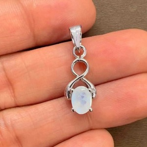 Trendy Wholesale Sterling Silver Rhodium Plated Oval Cut <b>Moonstone</b> Swirl <b>Pendant</b>-Handmade Minimalist Gift FOR Her jewelry - Product Image 2