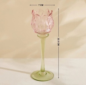 Stylish Glass Flower Candle Holder Decorative <b>Table</b> Centerpiece Perfect For Living Room Decor Events And Celebrations - Product Image 3