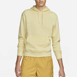 Sweat-shirt à capuche pour homme en coton molletonné, couleur unie, avec poches, coupe classique, jaune clair, pour l'automne - Product Image 5