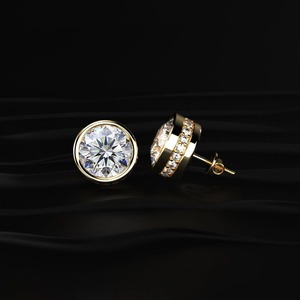 10TCW <b>Emerald</b> Round Pear Mixed Diamond Drop & <b>Stud</b> Earrings 18K Gold Luxury Modern Geometric Design for Party Wedding Engagement - Product Image 3