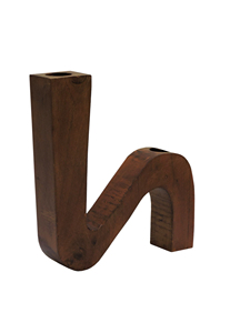 Modern Wood Candle Holder, Sculptural S-<b>Shaped</b> Wooden Candelabra, Minimalist Geometric Taper Tabletop Centerpiece for Home Decor - Product Image 2