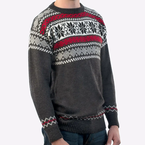 Pull ras du cou pour homme, très demandé, à manches longues, tricoté, pour l'hiver, motif géométrique, anti-boulochage, 100 % acrylique - Product Image 3
