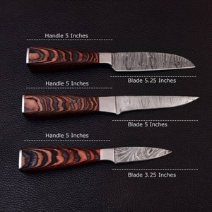Ensemble de 7 couteaux de cuisine en acier damas forgé à la main avec manche en bois et étui - Product Image 4