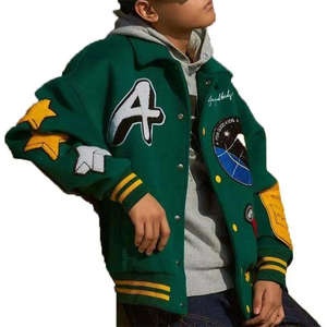 2026 New Design Street Green <b>Pilot</b> Bomber <b>Jacket</b> With Chenille Patches Chic Embroidery Graffiti Letterman Varsity <b>Jacket</b> for Men - Product Image 2