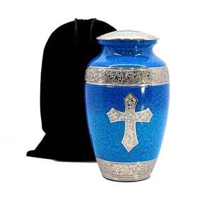 Decorative Marbled Metal Cremation Urn Round Keepsake Ashes Container <b>Memorial</b> <b>Vase</b> At Best Price - Product Image 3
