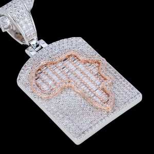 Colgante personalizado con mapa de África, colgante de diamante moissanita baguette personalizado, colgante bicolor, colgante hip hop para hombre, colgante de moda. - Product Image 6