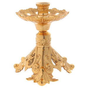 Designer Brass <b>Candlestick</b> <b>Holder</b> with Decorative Base for Home Decoration Gold Finished Church Wedding festival Candle <b>Holder</b> - Product Image 1