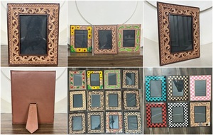 Recién llegado, marcos de fotos de cuero genuino modernos para decoración del hogar de lujo hechos a mano, diseño elegante para el hogar, sala de estar y dormitorio - Product Image 3