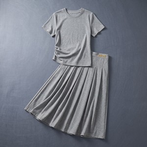Chiffon A-Line Midi <b>Skirt</b> Solid Color <b>Elastic</b> Waist Comfortable Minimalist Style All Seasons Wear - Product Image 4