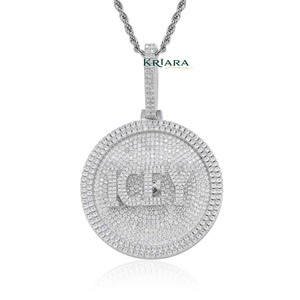 Pendentif lettre en or avec diamant de laboratoire, argent 925 plaqué rhodium, taille brillant rond, unisexe, breloque de luxe - Product Image 3