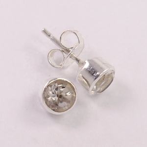 White <b>Crystal</b> Quartz Bezel Setting 925 Sterling Silver Round Gemstone Handmade <b>Earrings</b> For Women Light Weight <b>Earring</b> Jewelry - Product Image 3