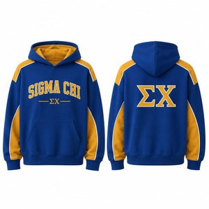 Sweat à capuche raglan bleu et or pour homme Sigma Chi, avec poches en polaire, coupe classique, décontracté, pour l'automne - Product Image 4