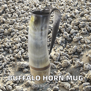 Jarra de Cuerno de Búfalo Natural Pulido y Ecológico con Asa para Cerveza, Vino, Hidromiel y Cerveza Artesanal - Product Image 4