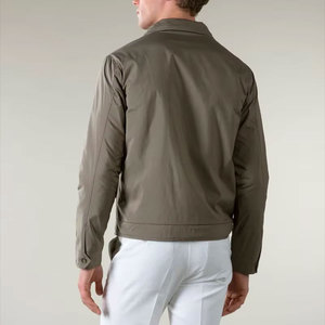 Blouson bomber vert olive pour homme, fermeture éclair intégrale, col rabattable, coupe-vent, coupe classique, en polyester, pour l'automne - Product Image 3