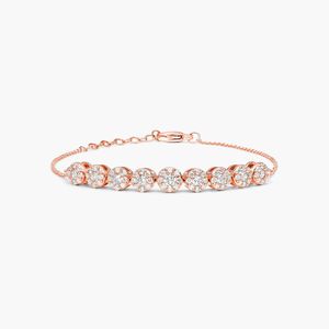 สร้อยข้อมือทองคำขาว 14K ทรงกลม ประดับเพชรเลี้ยงในห้องปฏิบัติการ ดีไซน์หรูหราสำหรับผู้หญิง - Product Image 3