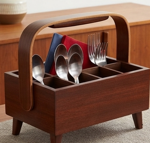 Unités de rangement en bois et étagères, paniers de rangement, organisateurs de rangement pour la maison, paniers en bois pour ustensiles de cuisine - Product Image 1