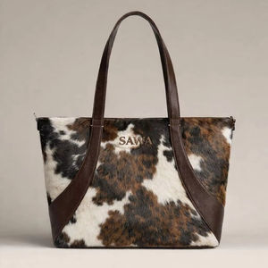 Sac fourre-tout en cuir véritable sur mesure OEM avec fermeture éclair, broderie, couleur unie, sac à bandoulière pour femmes LHTB-0030 - Product Image 1