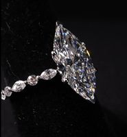 Diamant de laboratoire certifié IGI, taille marquise, 3 carats, couleur D E, VS1, or jaune 14 carats, bagues de fiançailles de luxe pour femmes