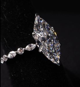 แหวนเพชรทรงมาร์คีส์ 3 กะรัต สี D E ความสะอาด VS1 ทองคำขาว 14K ประดับเพชรเพาะเลี้ยงในห้องปฏิบัติการที่ได้รับการรับรองจาก IGI สำหรับผู้หญิง สวมใส่ในโอกาสหมั้นหมาย - Product Image 6